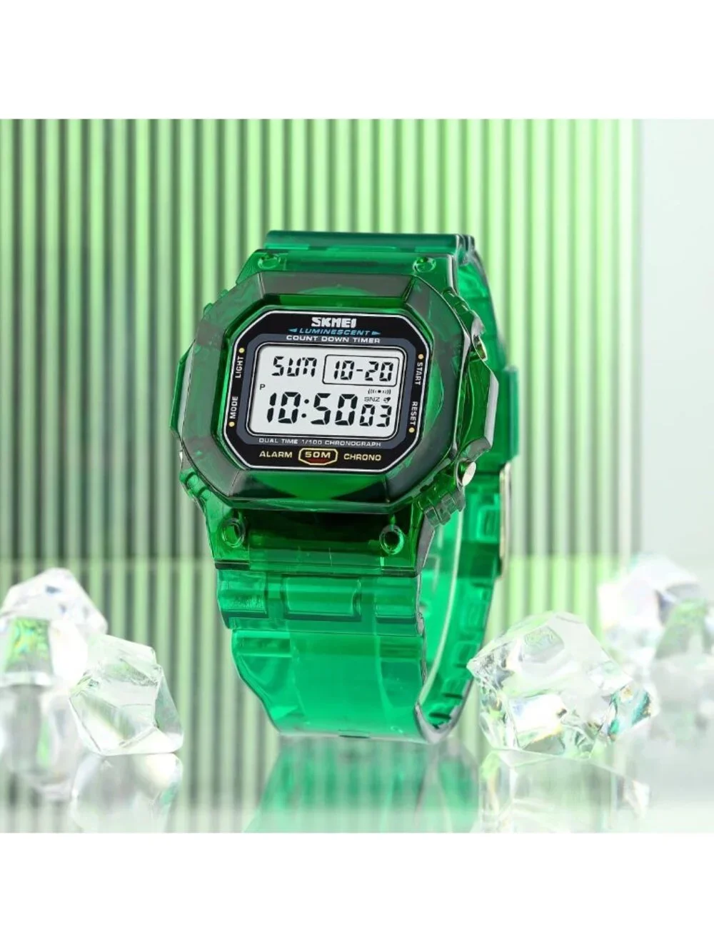 Stylish Digital Watch for Men & Women, Dual Time Display, 50M Waterproof